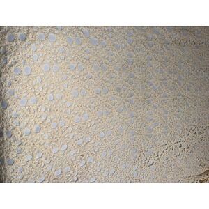 Vintage Handmade Crochet Lace Tablecloth Ecru Cream Boho Bedspread 82 x 66